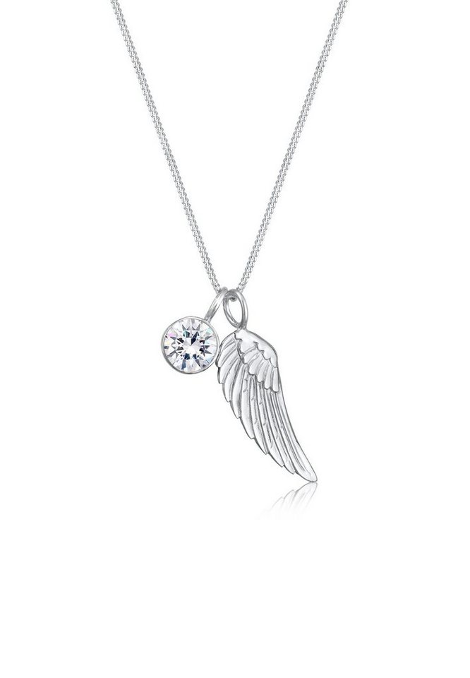 Elli Kette mit Anhänger Flügel Weiß 925 Sterling Silber, mit Kristallen von Swarovski®, Flügel von Elli