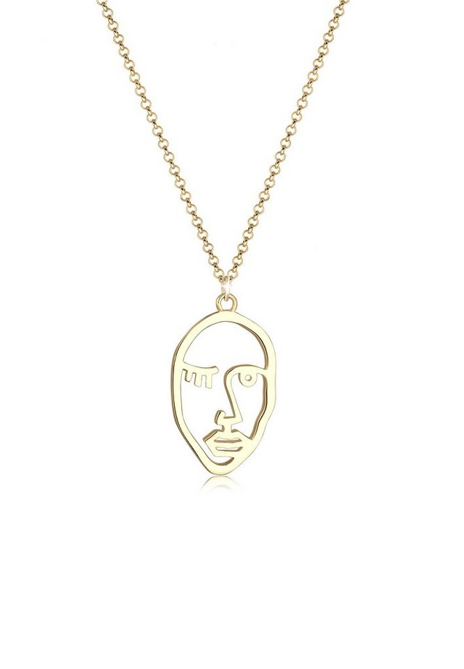 Elli Kette mit Anhänger Gesicht Design 925 Sterling Silber vergoldet Elli Kette mit Anhänger Gesicht Design 925 Sterling Silber vergoldet von Elli
