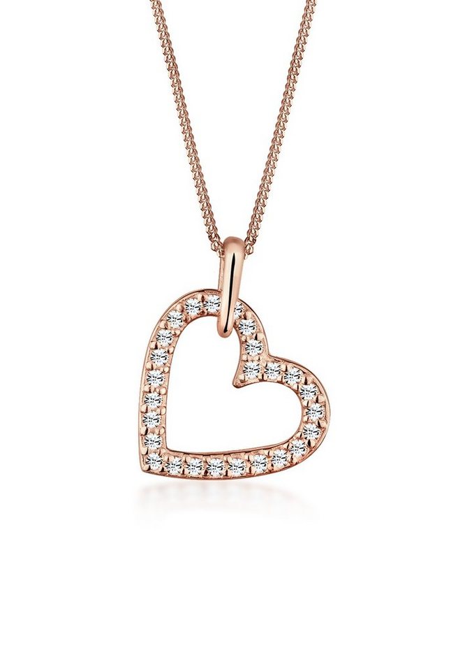 Elli Kette mit Anhänger Herz Anhänger 925 Silber, mit Kristallen von Swarovski®, Herz von Elli