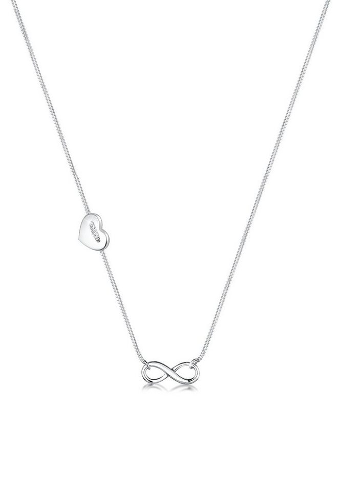 Elli Kette mit Anhänger Herz Infinity Unendlichkeit Symbol 925 Silber, Herz von Elli