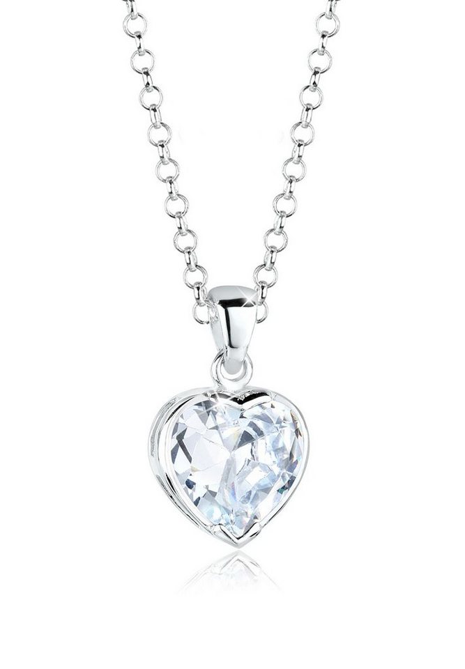 Elli Kette mit Anhänger Herz Zirkonia Weiß 925 Sterling Silber, Herz Elli Kette mit Anhänger Herz Zirkonia Weiß 925 Sterling Silber, Herz von Elli