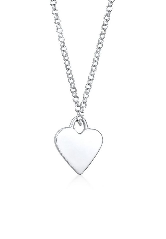 Elli Kette mit Anhänger Herz Plättchen Anhänger Filigran 925 Silber, Herz von Elli