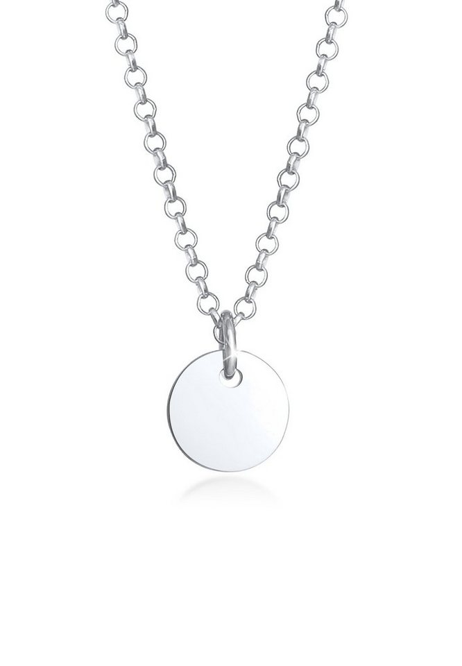 Elli Kette mit Anhänger Kinder Plättchen Kreis Coin Erbskette 925 Silber, Kreis von Elli