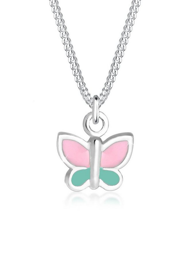 Elli Kette mit Anhänger Kinder Schmetterling Pastel Emaille 925 Silber, Schmetterling von Elli