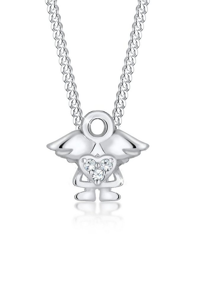 Elli Kette mit Anhänger Kinder mit Engel Kristalle 925 Silber von Elli