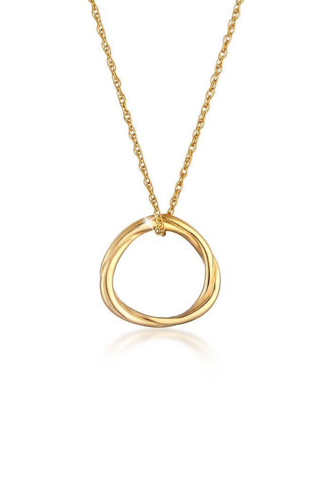 Elli Kette mit Anhänger Kreis Anhänger Rund Geschmolzen 925 Silber, Kreis von Elli