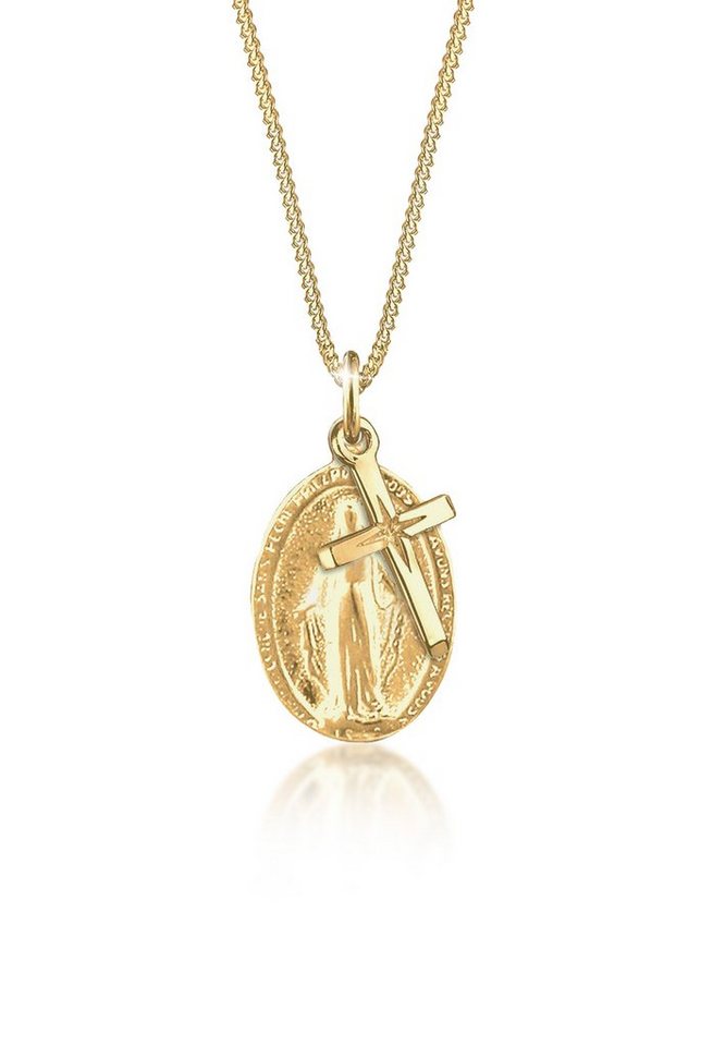 Elli Kette mit Anhänger Kreuz Marienbild Glaube Religion 925 Silber von Elli