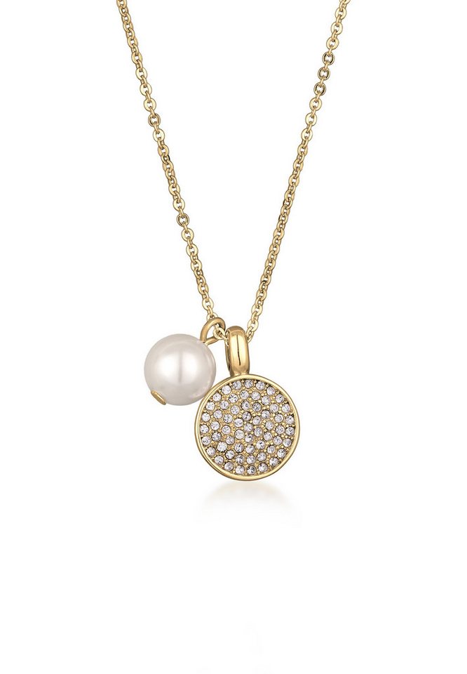 Elli Kette mit Anhänger Kristall Perlenanhänger Elegant Silberfarben von Elli