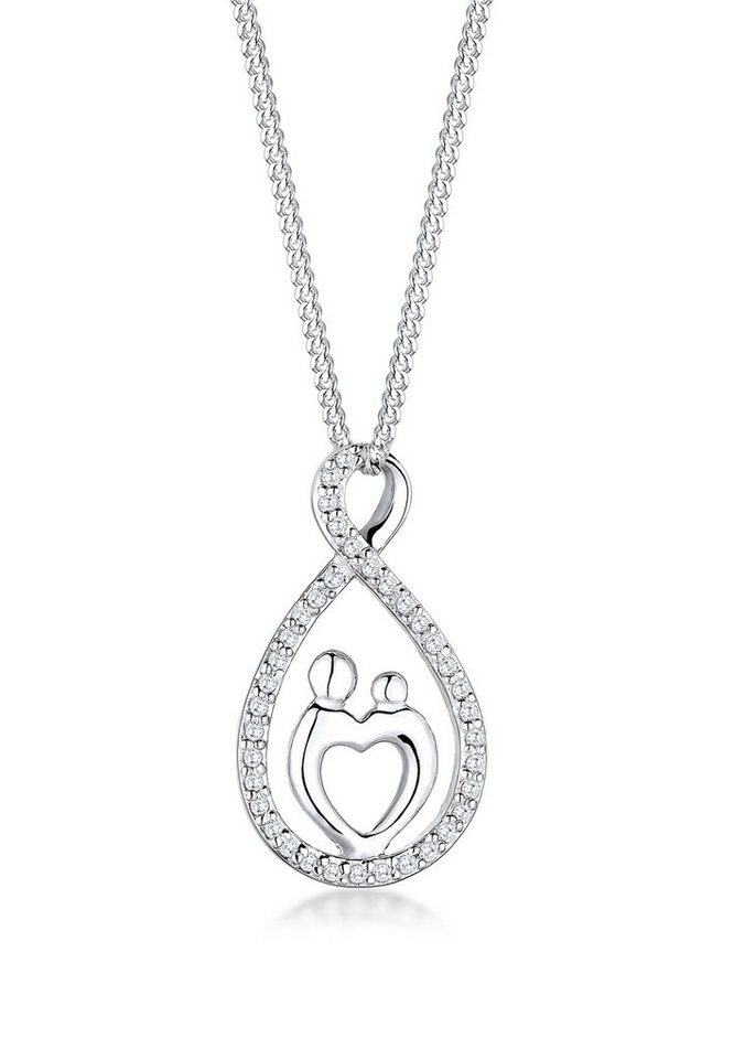 Elli Kette mit Anhänger Mutter Kind Infinity Zirkonia Weiß 925 Sterling Silber von Elli