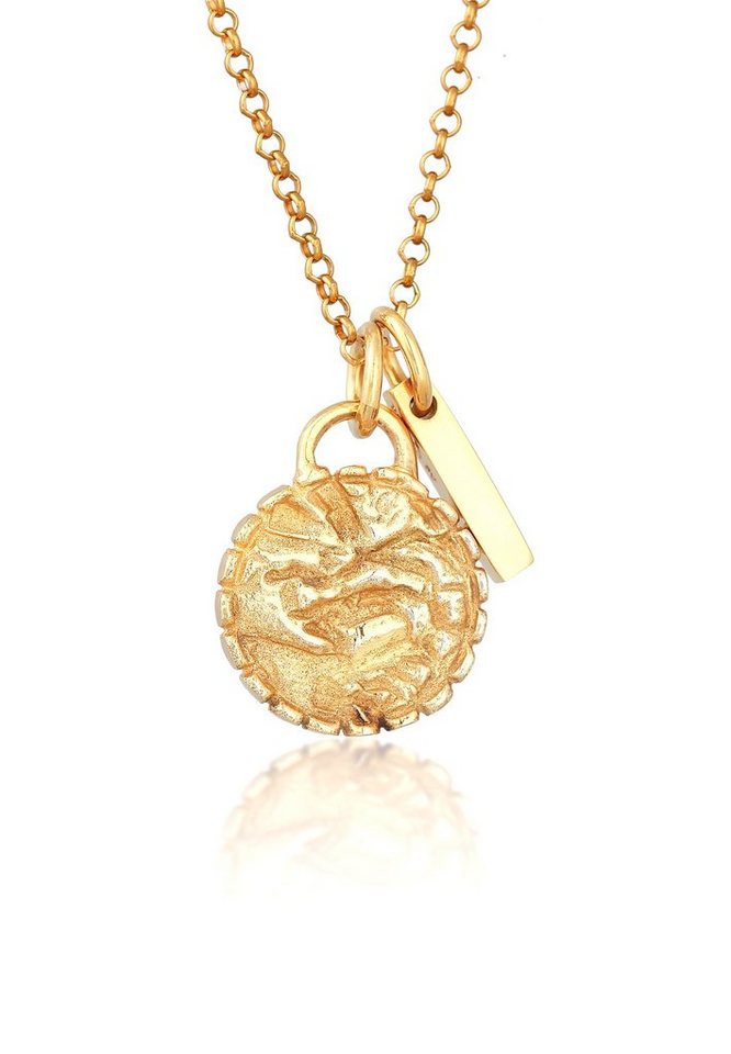 Elli Kette mit Anhänger Plättchen Vintage Stab Element Used 925 Silber, Plättchen von Elli