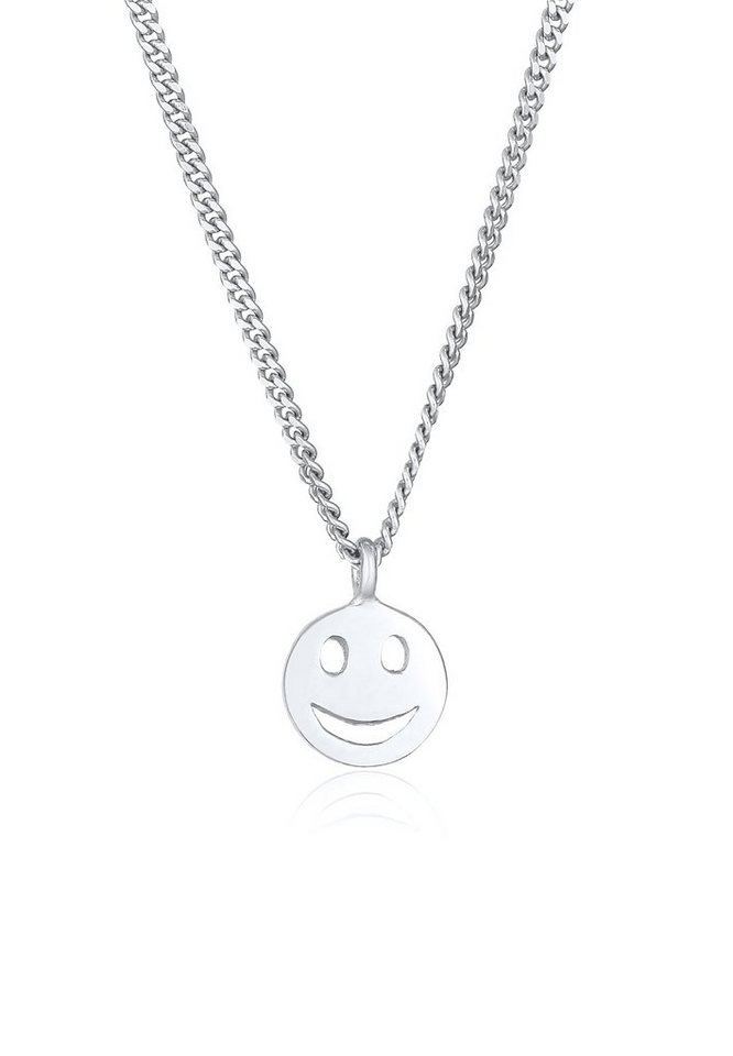 Elli Kette mit Anhänger mit Happy Smiling Face 925 Silber, Smiling Face von Elli