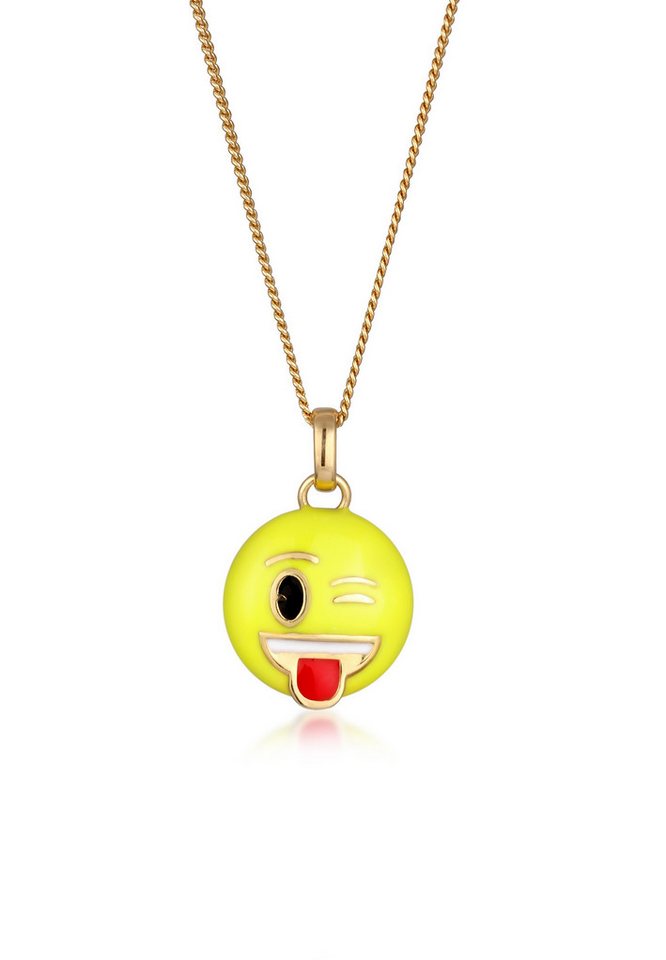 Elli Kette mit Anhänger Smiling Face Emoji 925 Sterling Silber von Elli