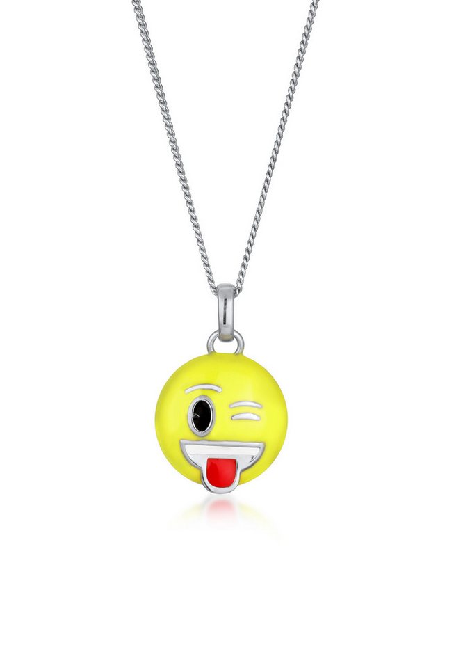 Elli Kette mit Anhänger Smiling Face Emoji 925 Sterling Silber von Elli