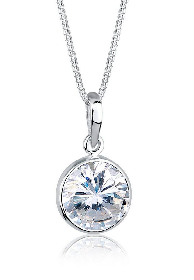 Elli Kette mit Anhänger Solitär Zirkonia Weiß 925 Sterling Silber von Elli