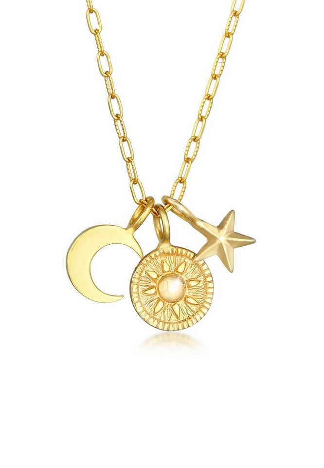 Elli Kette mit Anhänger Sonne Mond Stern Symbol 925 Silber von Elli