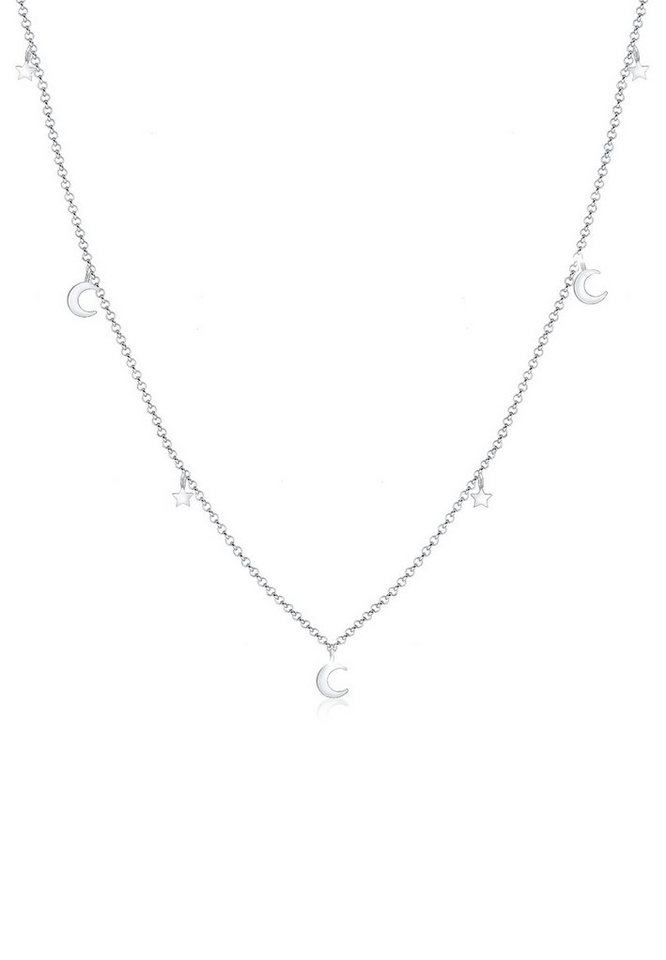 Elli Kette mit Anhänger Sterne und Halbmond Astro Anhänger 925 Silber, Astro von Elli
