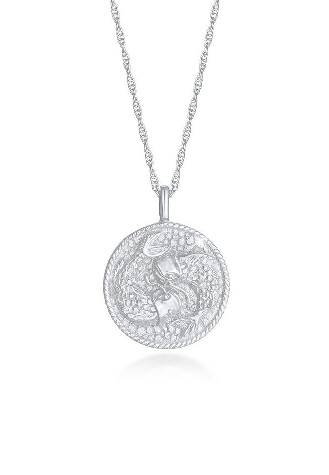 Elli Kette mit Anhänger Sternzeichen Fisch Zodiac Astro Münze 925 Silber, Sternzeichen von Elli