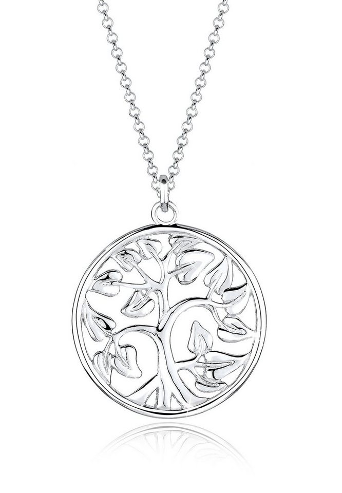 Elli Kette mit Anhänger Tree of Life Lebensbaum Floral 925 Silber von Elli