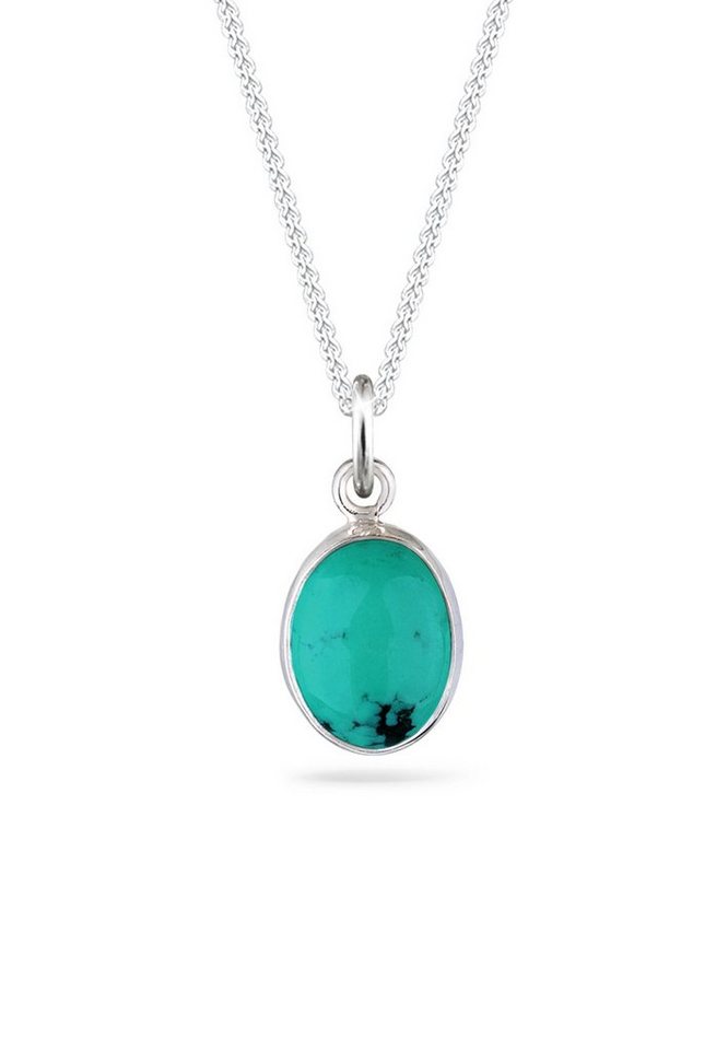 Elli Kette mit Anhänger Türkis Anhänger Edelstein Howlith 925 Silber von Elli