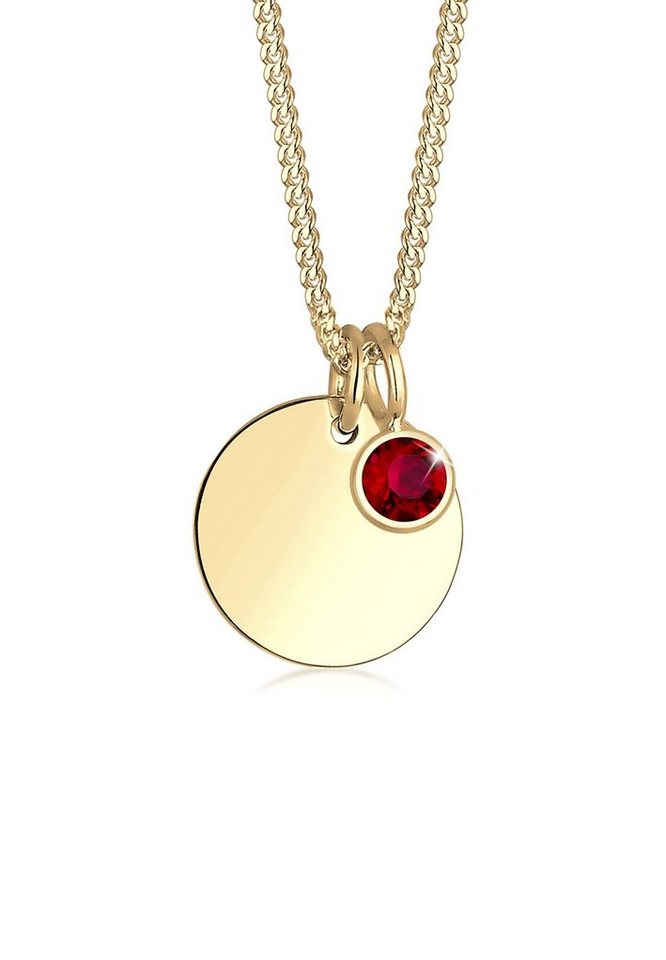 Elli Kette mit Anhänger Vergoldet mit Kristall Monatstein, Geburtsstein von Elli