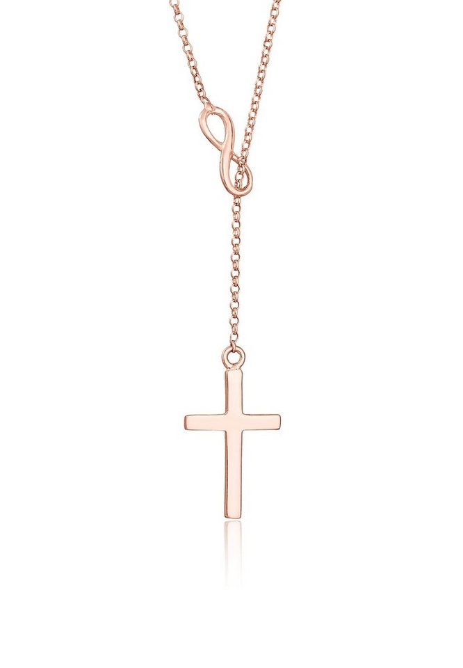 Elli Kette ohne Anhänger Y-Kette mit Kreuz und Infinity Symbol 925 Silber von Elli