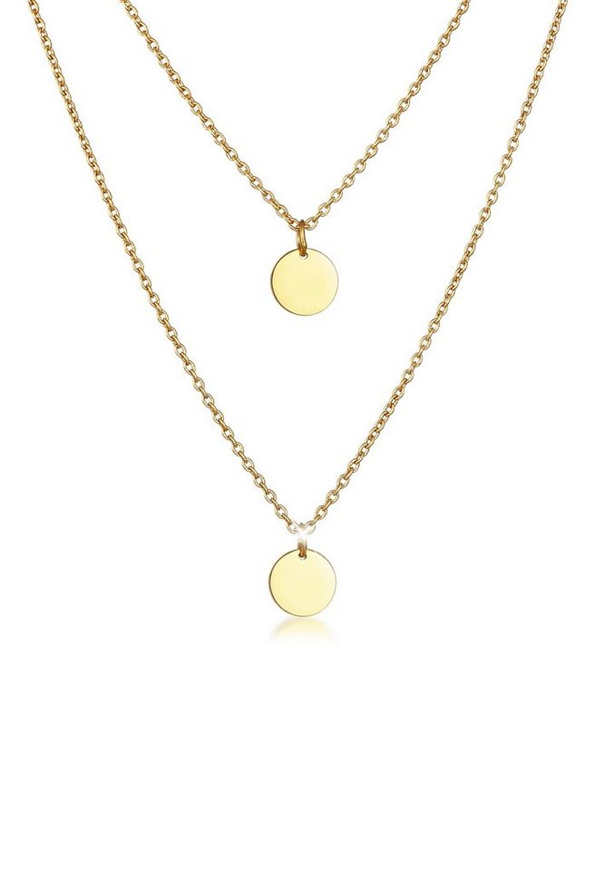 Elli Ketten-Set Layer Kreis Plättchen Erbskette 925 Silber, Plättchen von Elli
