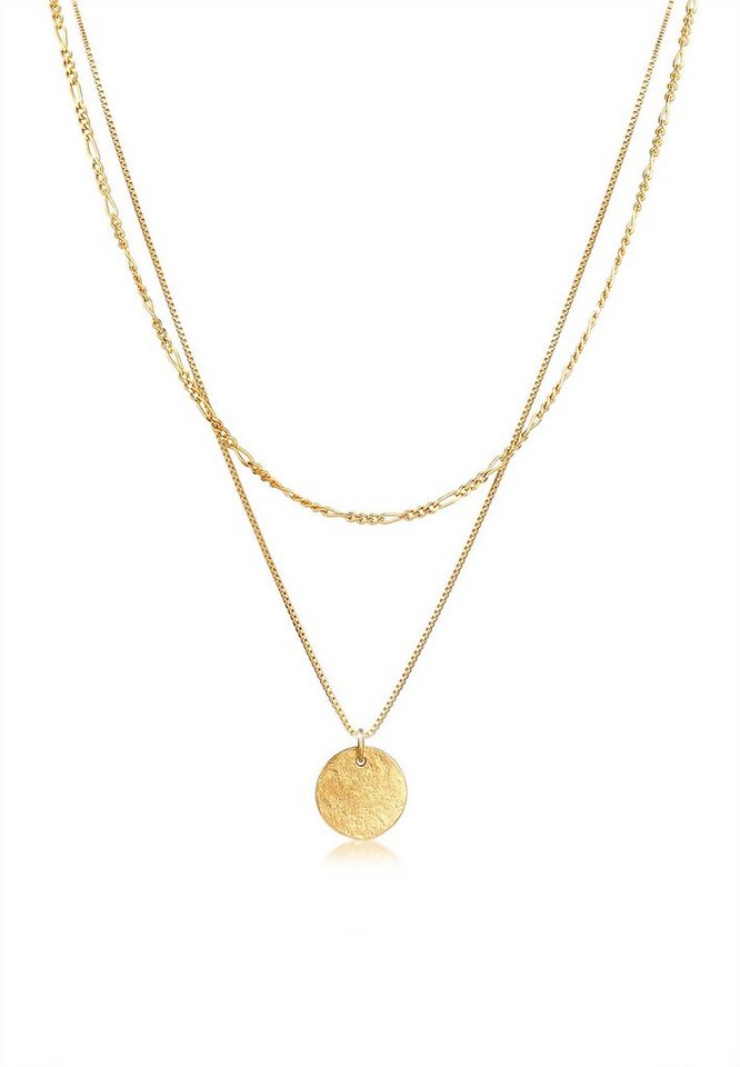 Elli Ketten-Set Layer Münze Figaro Boho 925 Silber, Figaro von Elli