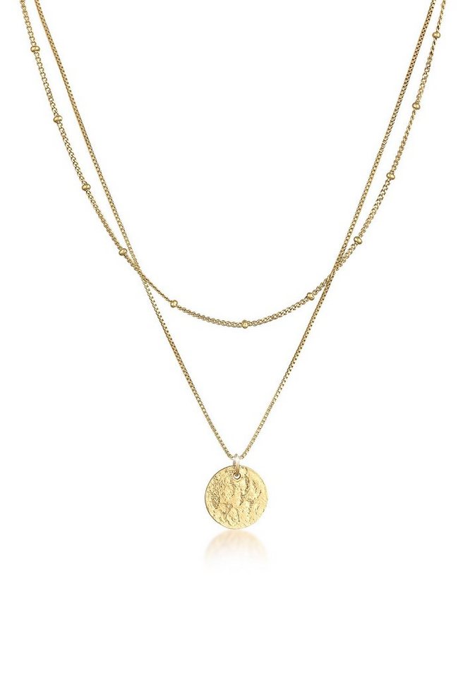 Elli Ketten-Set Layer Plättchen Kugelkette Boho 2-lagig 925 Silber, Kugel von Elli