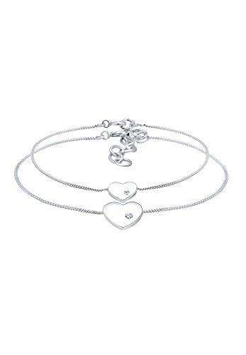 Elli Armband Damen Set Herz Anhänger Mutter Kind mit Kristallen in 925 Sterling Silber von Elli
