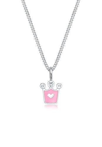 Elli Halskette Damen Kinder Herz Krone mit Kristallen in 925 Sterling Silber von Elli