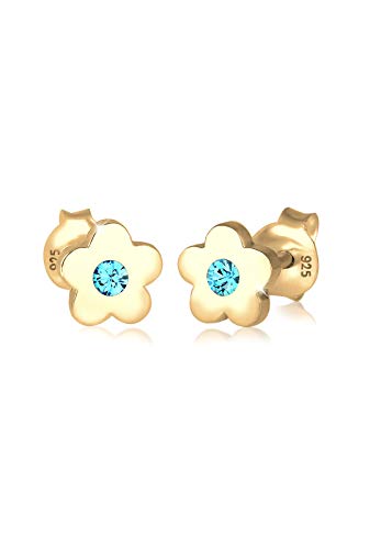 Elli Ohrringe Kinder Ohrstecker Blumen Symbol mit Kristall Rosa in 925 Sterling Silber von Elli