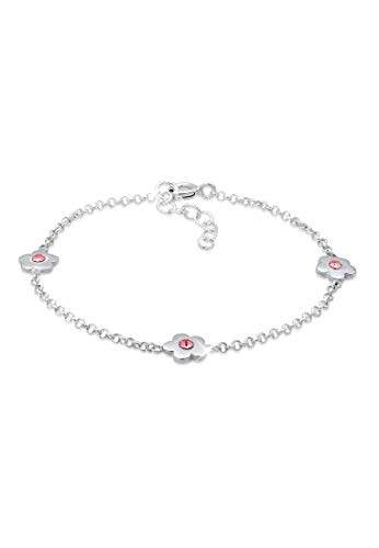 Elli Armband Kinder Blumen Filigran mit Kristallen Rosa in 925 Sterling Silber von Elli