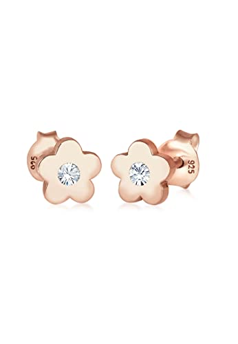 Elli Ohrringe Kinder Ohrstecker Blumen Symbol mit Kristall Rosa in 925 Sterling Silber von Elli