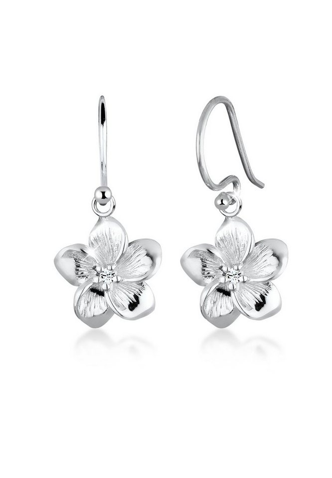 Elli Ohrhänger-Set Frangipani Blüten Kristalle 925 Silber, Frangipani Blüte von Elli