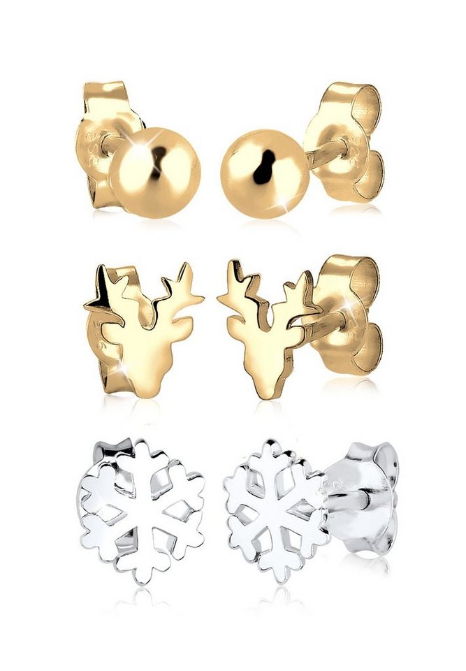 Elli Ohrring-Set 2er Set Bi-Color Rentier Schneeflocke Silber Elli Ohrring-Set 2er Set Bi-Color Rentier Schneeflocke Silber von Elli