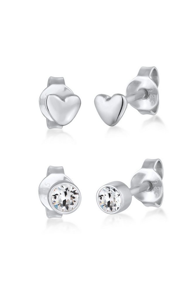 Elli Ohrring-Set 2er Set Herz 925 Silber, mit Kristallen von Swarovski®, Herz von Elli