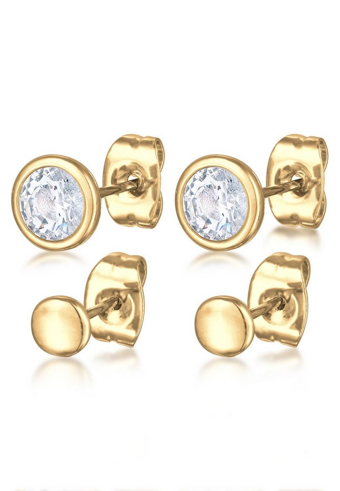 Elli Ohrring-Set 2er-Set Ohrstecker Kristalle Plättchen Farbe Silber, Plättchen von Elli