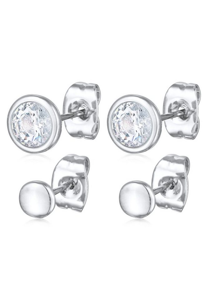 Elli Ohrring-Set 2er-Set Ohrstecker Kristalle Plättchen Farbe Silber, Plättchen von Elli