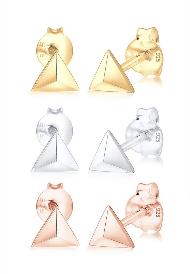 Elli Ohrring-Set 3er Set Dreieck Geo Tricolor Minimal 925 Silber von Elli