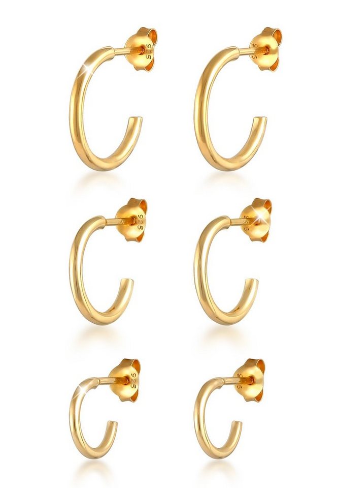 Elli Ohrring-Set Creolen-Set Basic Hoop (6-tlg) 925 Silber von Elli