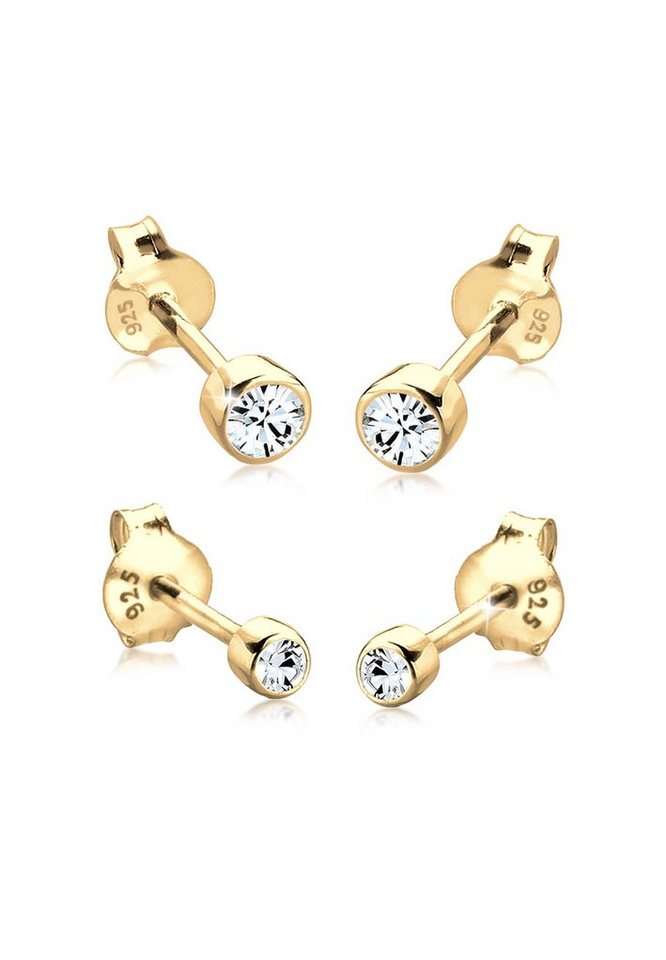 Elli Ohrring-Set Ohrstecker Set Glas Kristallen Weiß 925 Sterling Silber von Elli