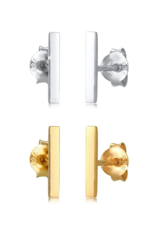 Elli Ohrring-Set Ohrstecker Stab 2er Set 925 Sterling Silber Bicolor von Elli