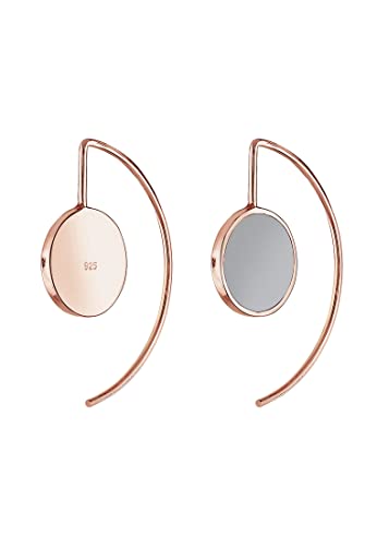 Elli Ohrringe Damen Creolen Hänger Geo Emaille Grau in 925 Sterling Silber Rosé vergoldet Elli Ohrringe Damen Creolen Hänger Geo Emaille Grau in 925 Sterling Silber Rosé vergoldet von Elli