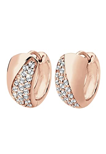 Elli Ohrringe Damen Creolen Eleganz mit Kristalle in 925 Sterling Silber Rosé vergoldet von Elli