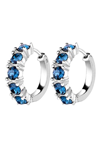 Elli Ohrringe Damen Creolen mit Kristalle Blau in 925 Sterling Silber von Elli