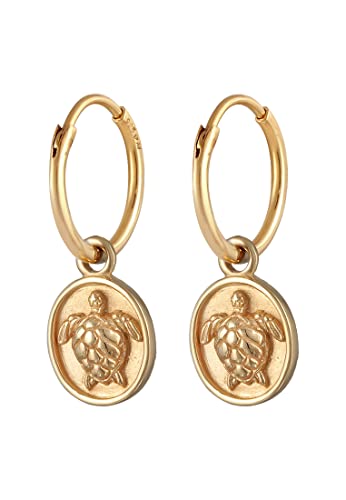 Elli Ohrringe Damen Creolen Anhänger Schildkröte Ozean in 925 Sterling Silber vergoldet von Elli