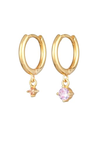 Elli Ohrringe Damen Creolen Anhänger Solitär Goldfarben mit Kristallen von Elli