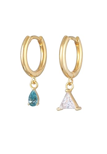 Elli Ohrringe Damen Creolen Anhänger Tropfen Dreieck Goldfarben mit Kristallen von Elli