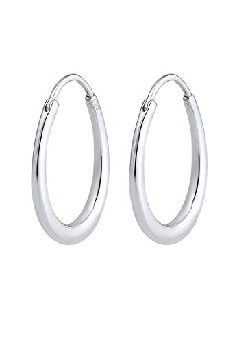 Elli Creolen Silber 925 Damen Ohrringe für Frauen Kreolen Oval Basic Durchmesser 13-21mm Hoops 0306930418 von Elli