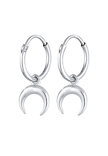 Elli Ohrringe Damen Creolen Halbmond Sichel Anhänger Astro Look Trend in 925 Sterling Silber von Elli